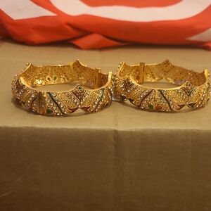 Elegant Gold and Multicolor Brass  Bangles